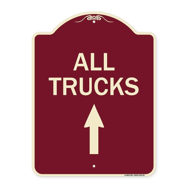 Signmission Driveway All Trucks Move Ahead W/ Up Arrow Heavy-Gauge Aluminum Sign, 24" x 18", BU-1824-24131 A-DES-BU-1824-24131 - main
